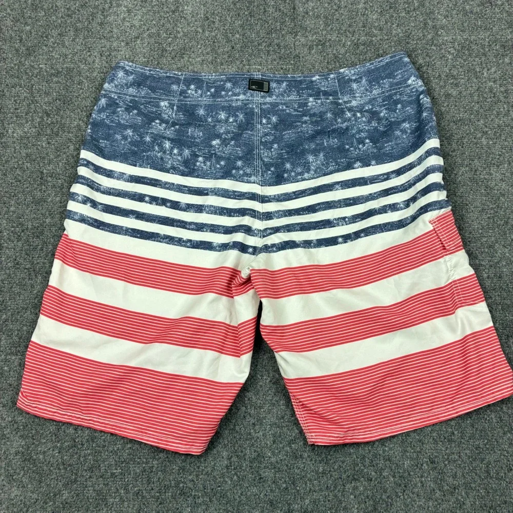 ONeill Mens American Flag Board Shorts Red White Blue Stars Stripes Size W36